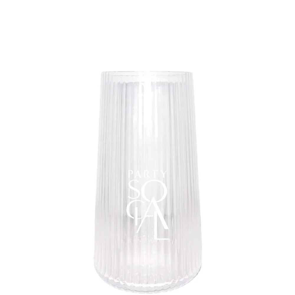 Clear Lined Glasses with a minimalist design, ideal for events. Transparent and sleek, perfect for enhancing party aesthetics with modern sophistication.