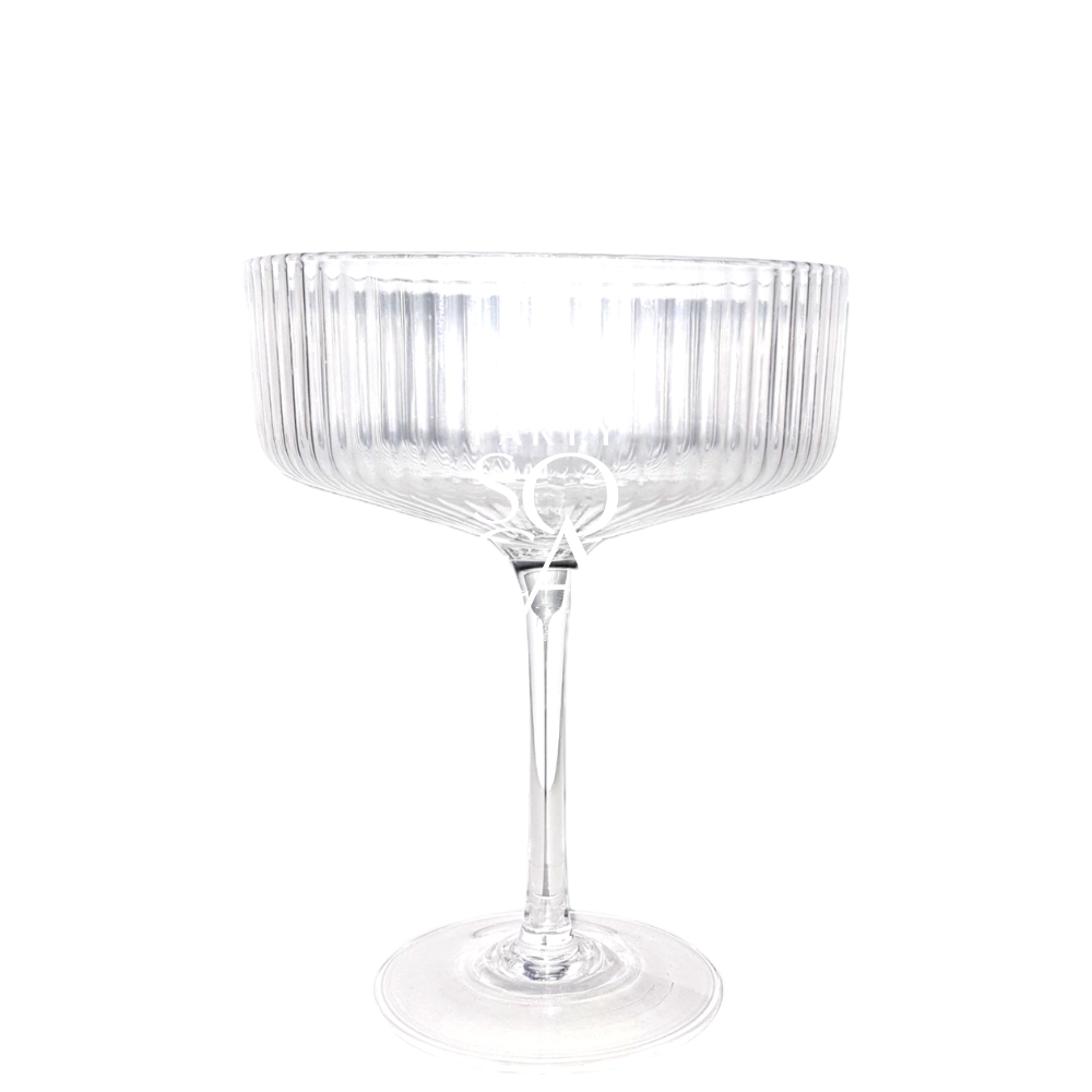 Clear Lined Glasses with a stem, featuring a minimalist, modern design, ideal for sophisticated events and parties, offered by Party Social.