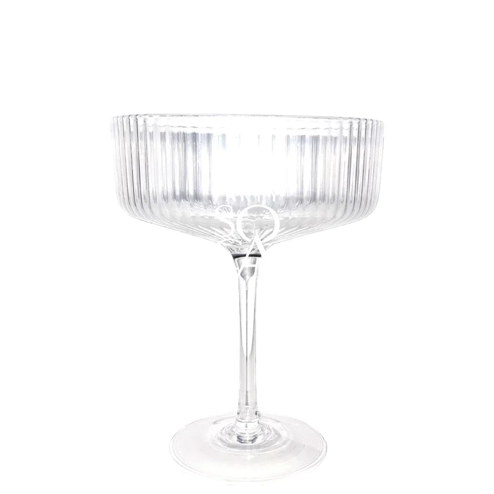 Clear Lined Glasses with a stem, featuring a minimalist, modern design, ideal for sophisticated events and parties, offered by Party Social.