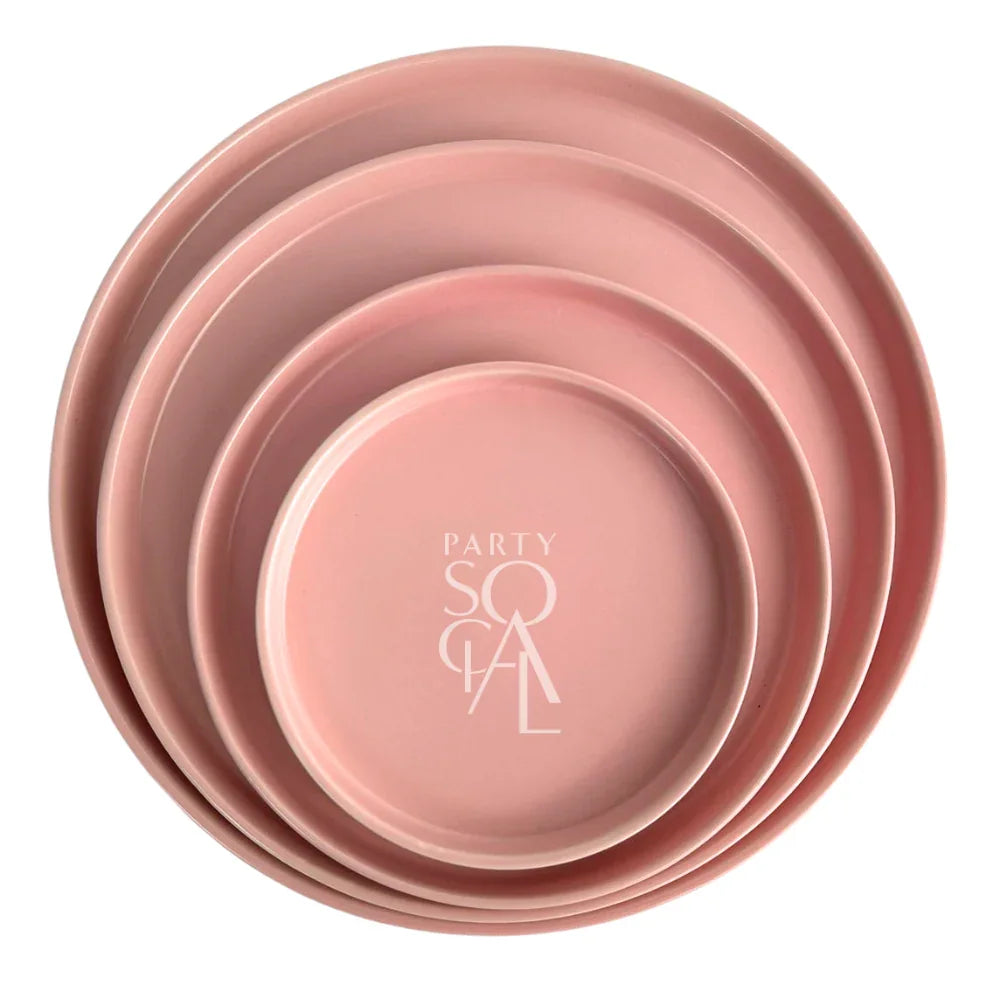 Set of pink plates with &