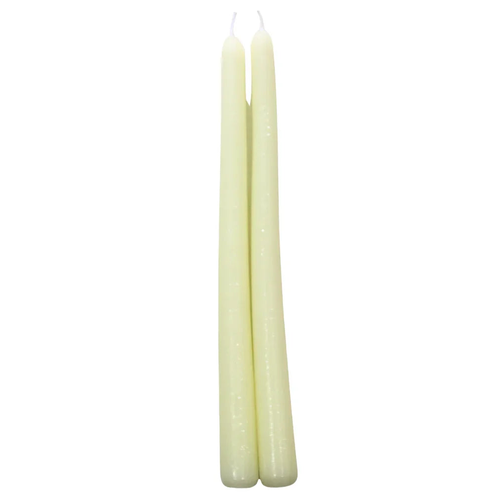 Tapered Flame Smokeless Candles, artisanally crafted in Belgium, stand elegantly, perfect for adding warmth to any event setting. Sold in sets of two.