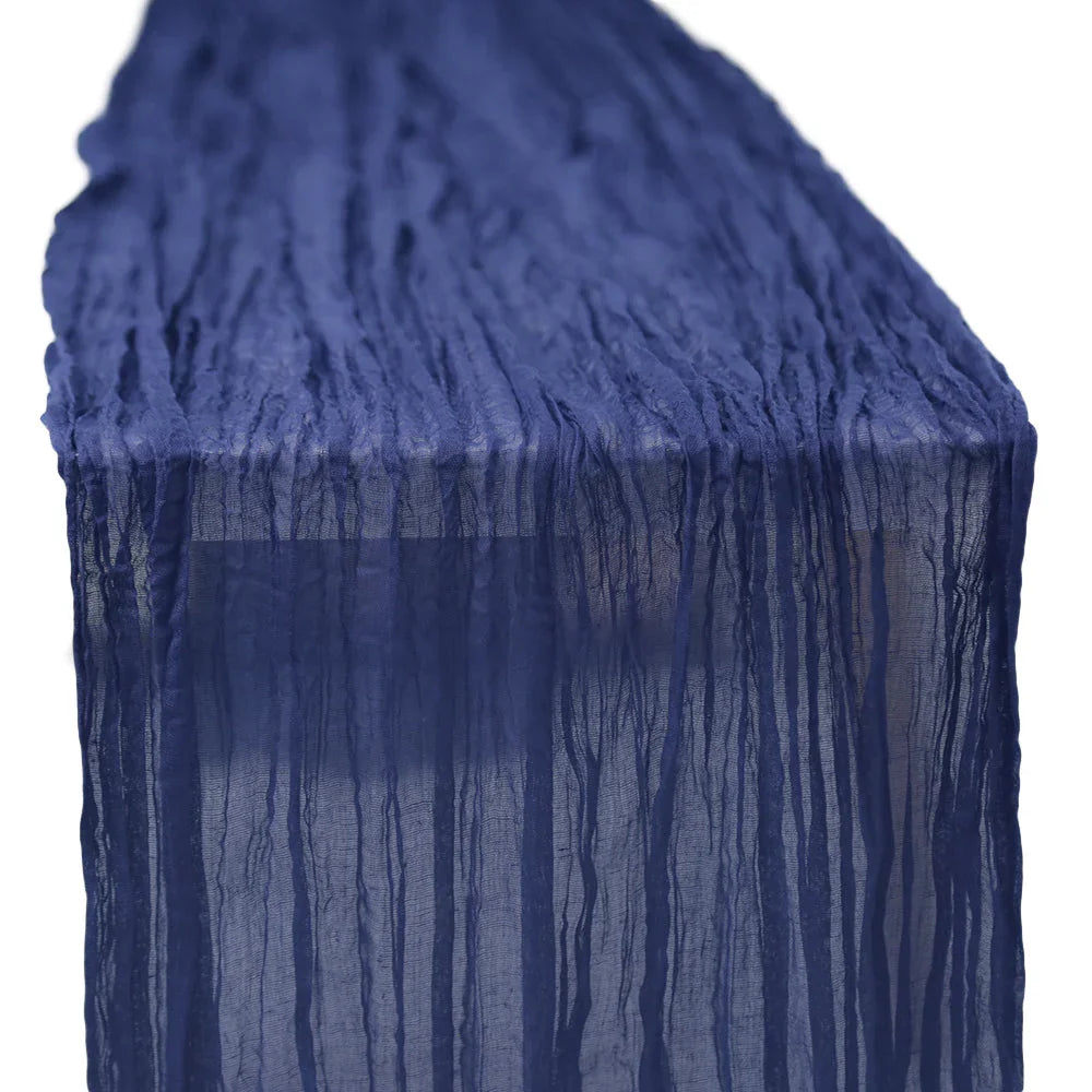 GAUZE TABLE RUNNERS showcased in a close-up, highlighting its premium creased texture, ideal for enhancing elegant table settings at special occasions.