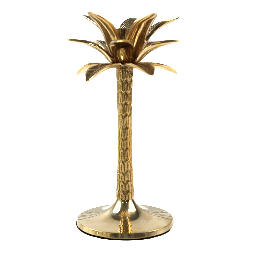Brass Palm Tree Candle Holder, 1 Each