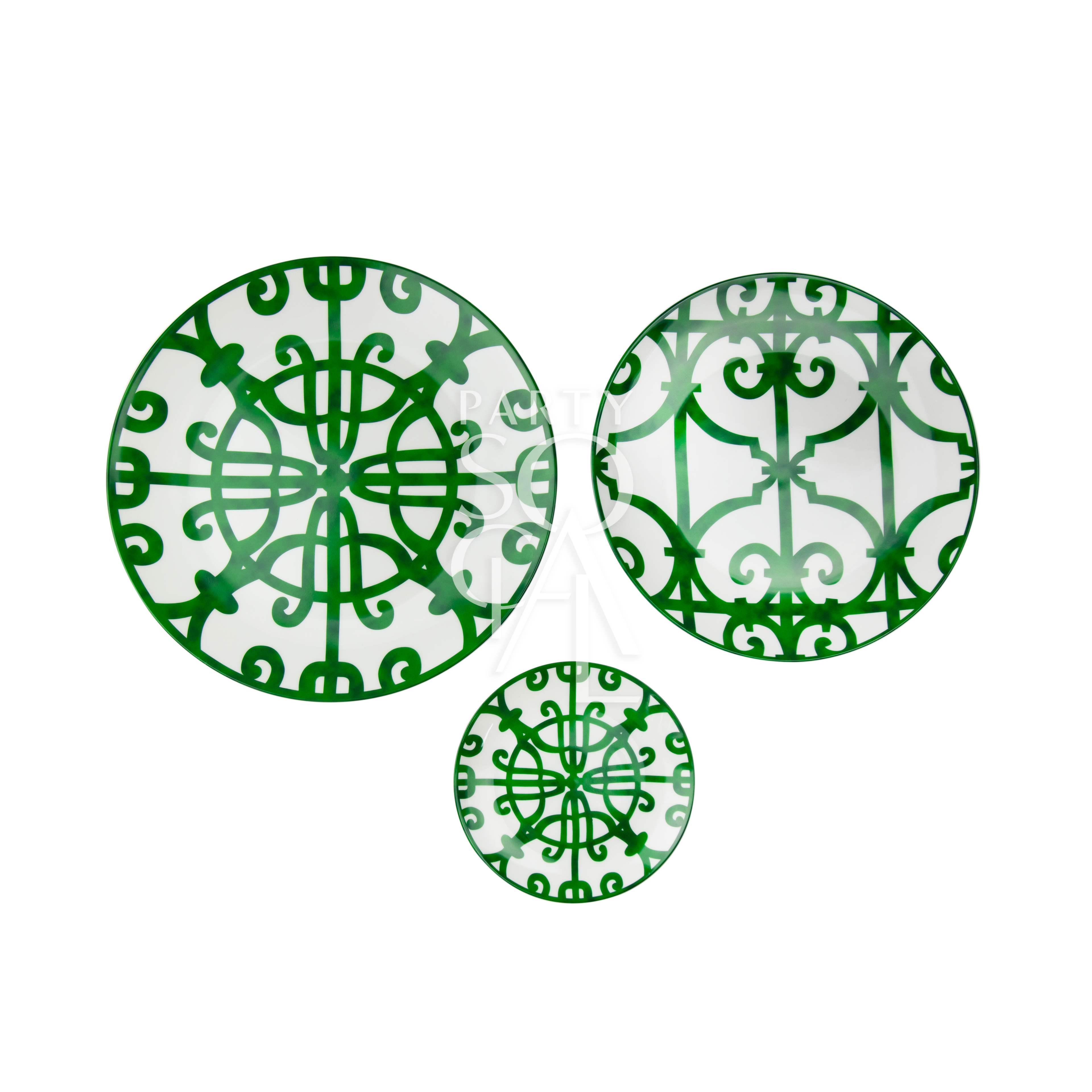 GREEN & BOLD PLATES featuring intricate designs, perfect for rustic or boho-themed events. Ideal for enhancing indoor or outdoor tablescapes with warmth.