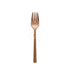 CUTLERY ROSE GOLD: Close-up of a rose gold fork, part of a trendy cutlery set from Party Social, ideal for elegant tablescapes and special occasions.