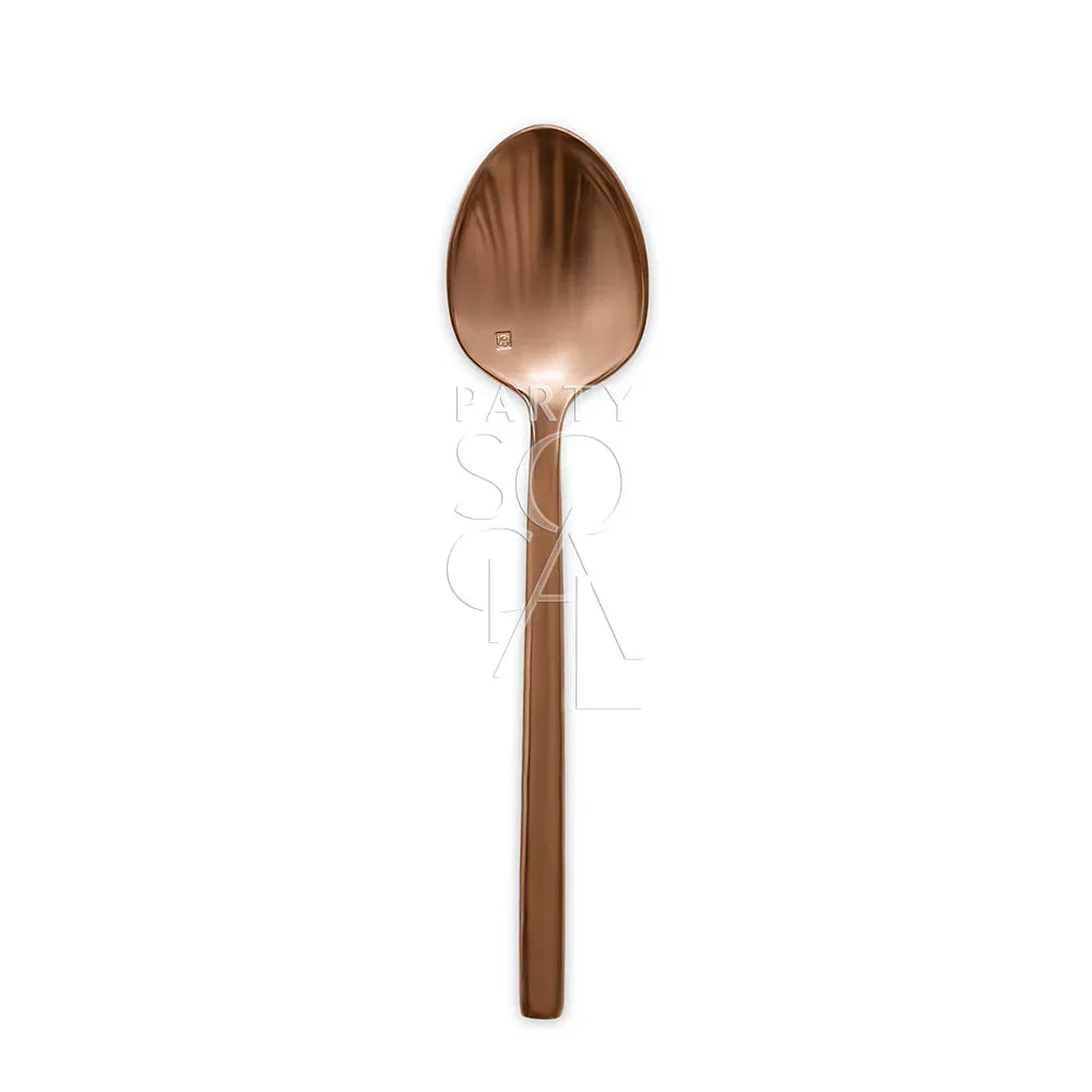 Close-up of a rose gold spoon from the CUTLERY ROSE GOLD set, designed for elegant tablescapes, available at Party Social.
