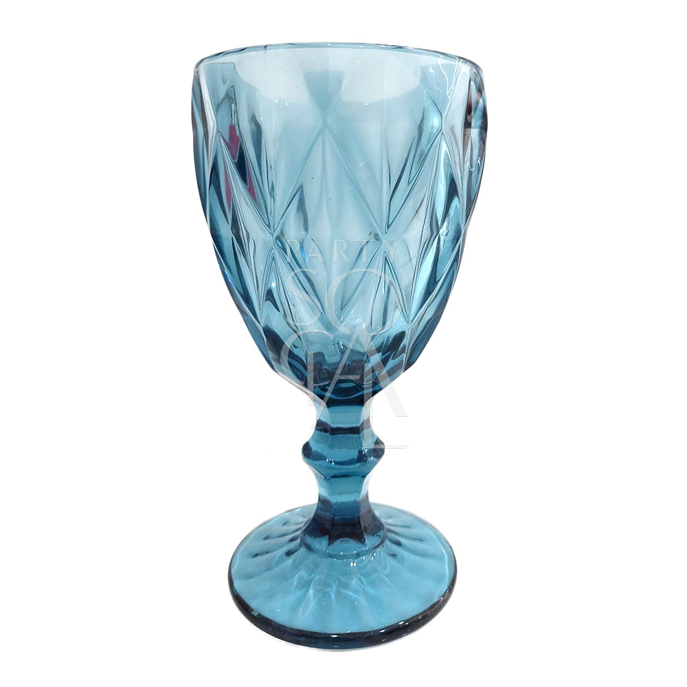 Vintage Diamond Pattern Goblet, ideal for adding elegance to table settings at events or dinners, featuring a distinctive diamond-cut design. Perfect for parties and special occasions.