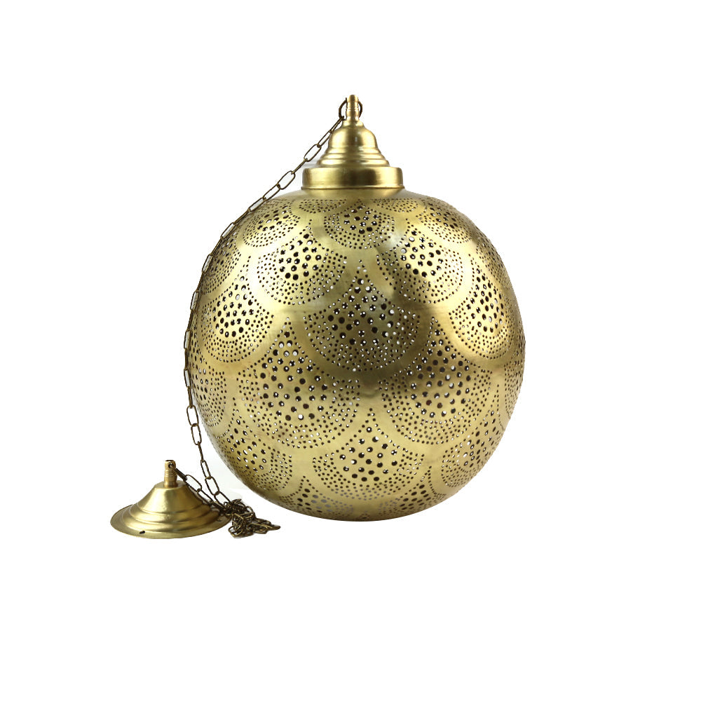 Brass Hanging Pendant for candles, featuring a gold finish, ideal for enhancing event decor with elegant lighting.