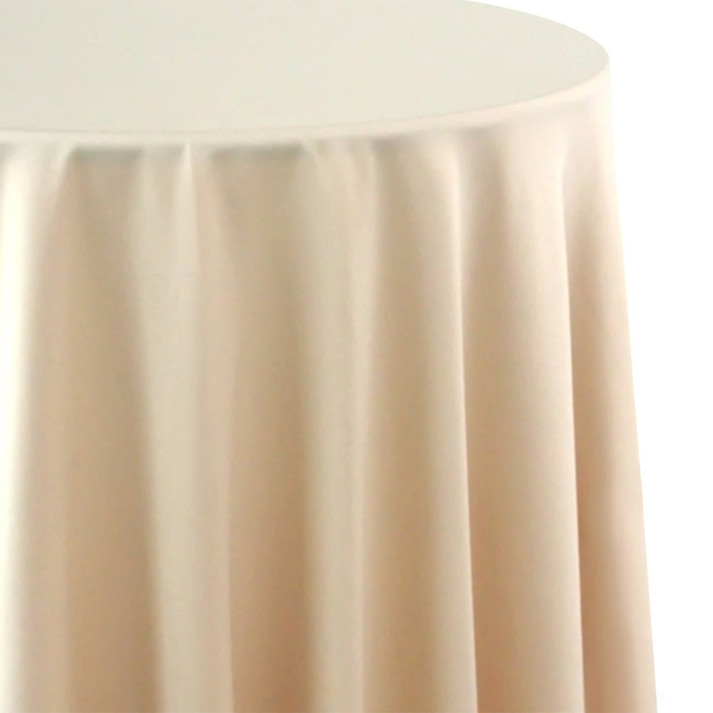 Round Tablecloth Satin on a table, showcasing its premium quality and perfect for special occasions, available in various colors. Suitable for events by Party Social.