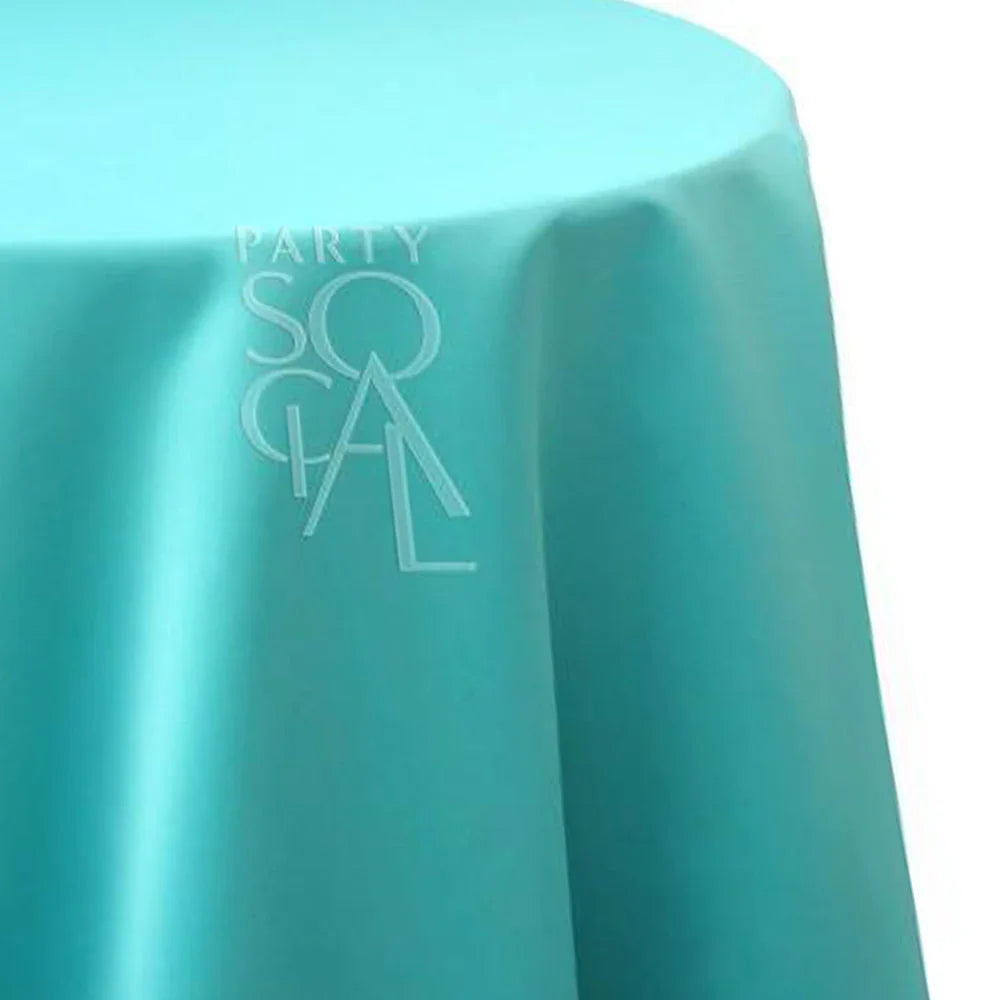ROUND TABLECLOTH SATIN, featuring a premium design, perfect for special occasions. The image shows a detailed view of the tablecloth&