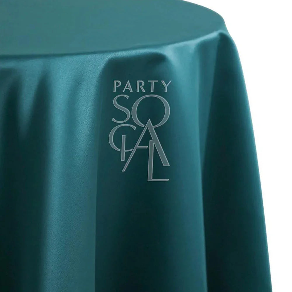 ROUND TABLECLOTH SATIN featuring premium satin material, suitable for special occasions. Ideal for enhancing event decor with its luxurious texture and elegant drape.