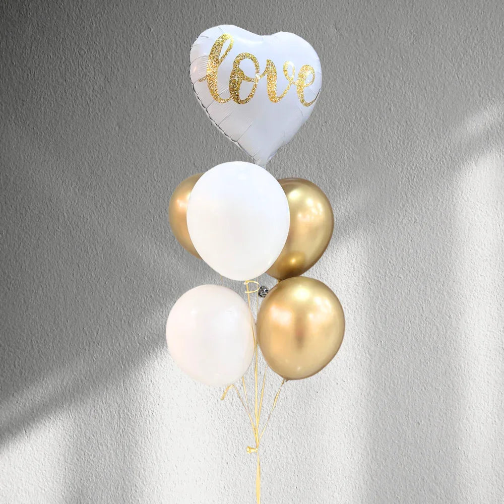 Boundless Love Balloon Bouquet with a heart-shaped Love foil balloon and round latex balloons, perfect for romantic celebrations or special surprises.