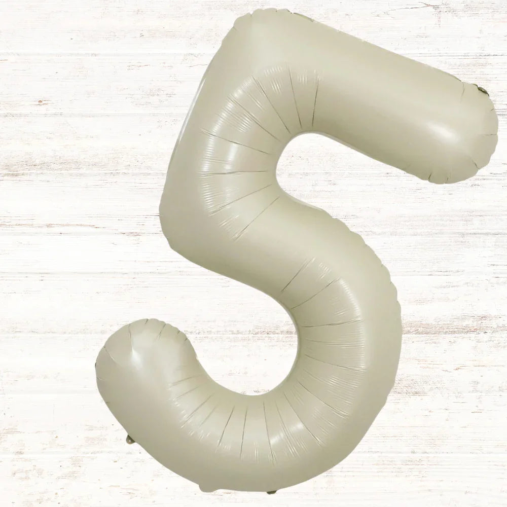 Matte Ivory Foil Number Balloon (100cm), perfect for any party setting, showcasing a stylish white inflatable number balloon design. Ideal for birthdays and special events.