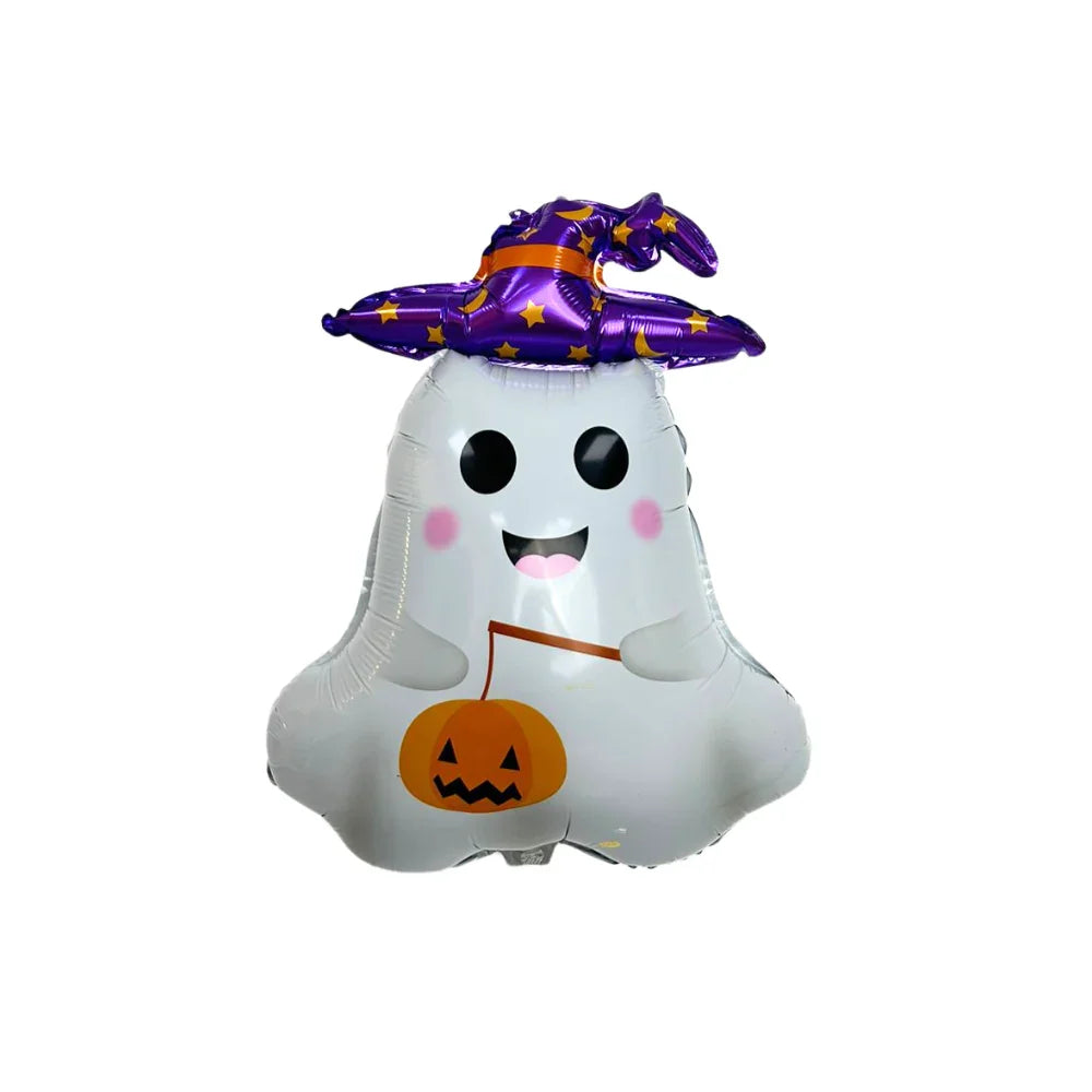 Ghost Foil Balloon featuring a playful ghost design with a whimsical hat, perfect for adding a fun touch to any party or event.