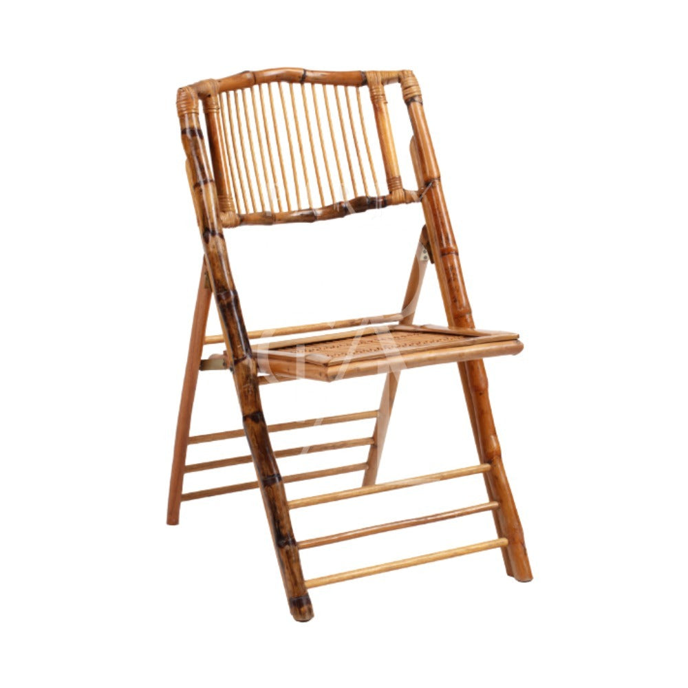 Bamboo Chair with a modern boucle seat and black legs, ideal for weddings and events, reflecting Party Social&