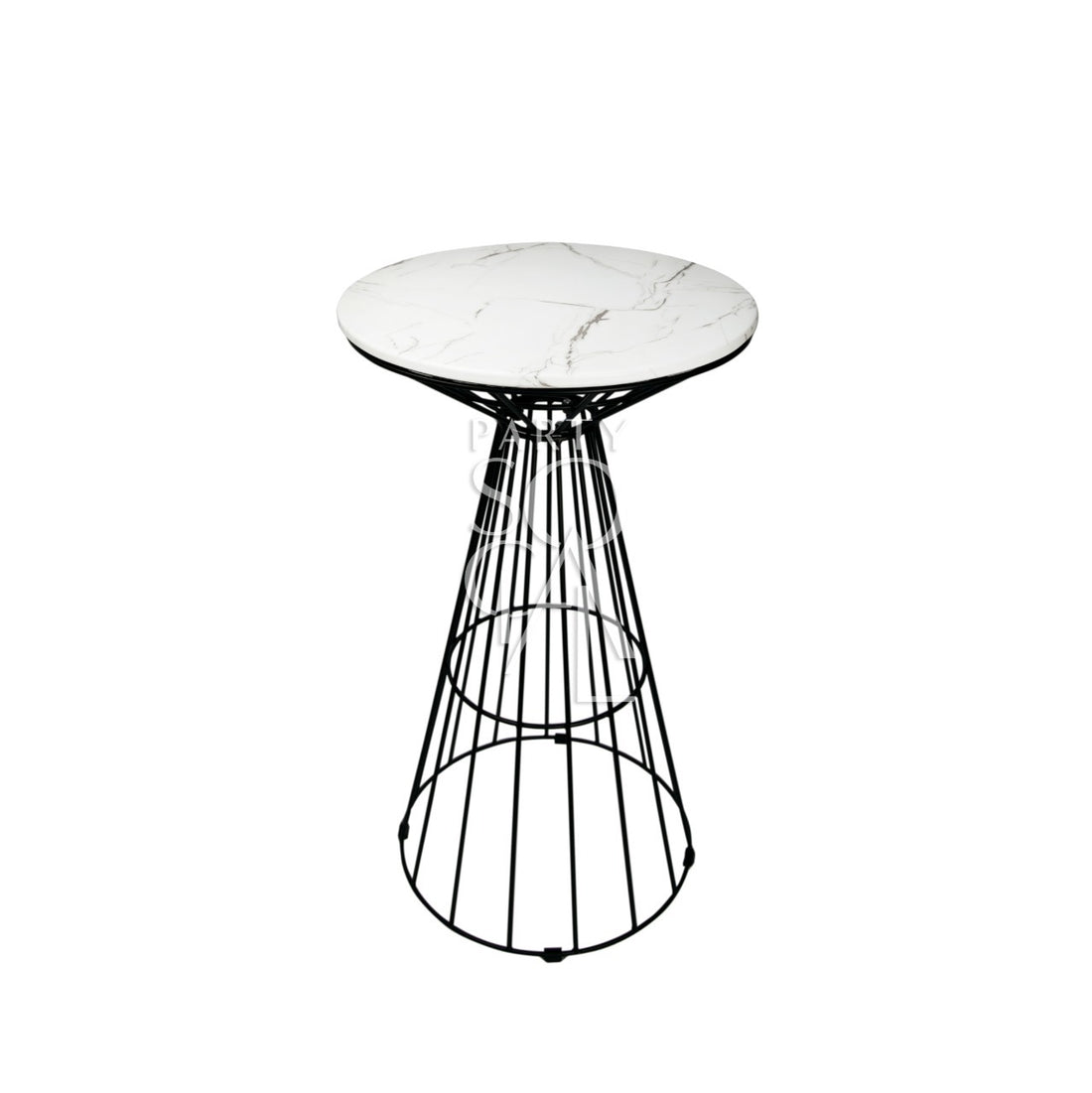 BLACK WIRE COCKTAIL TABLE-WHITE MARBLE TOP