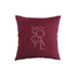 CUSHION COVER SATIN: Red pillow featuring a logo, crafted from premium satin fabric, ideal for enhancing event décor. Available in multiple sizes.