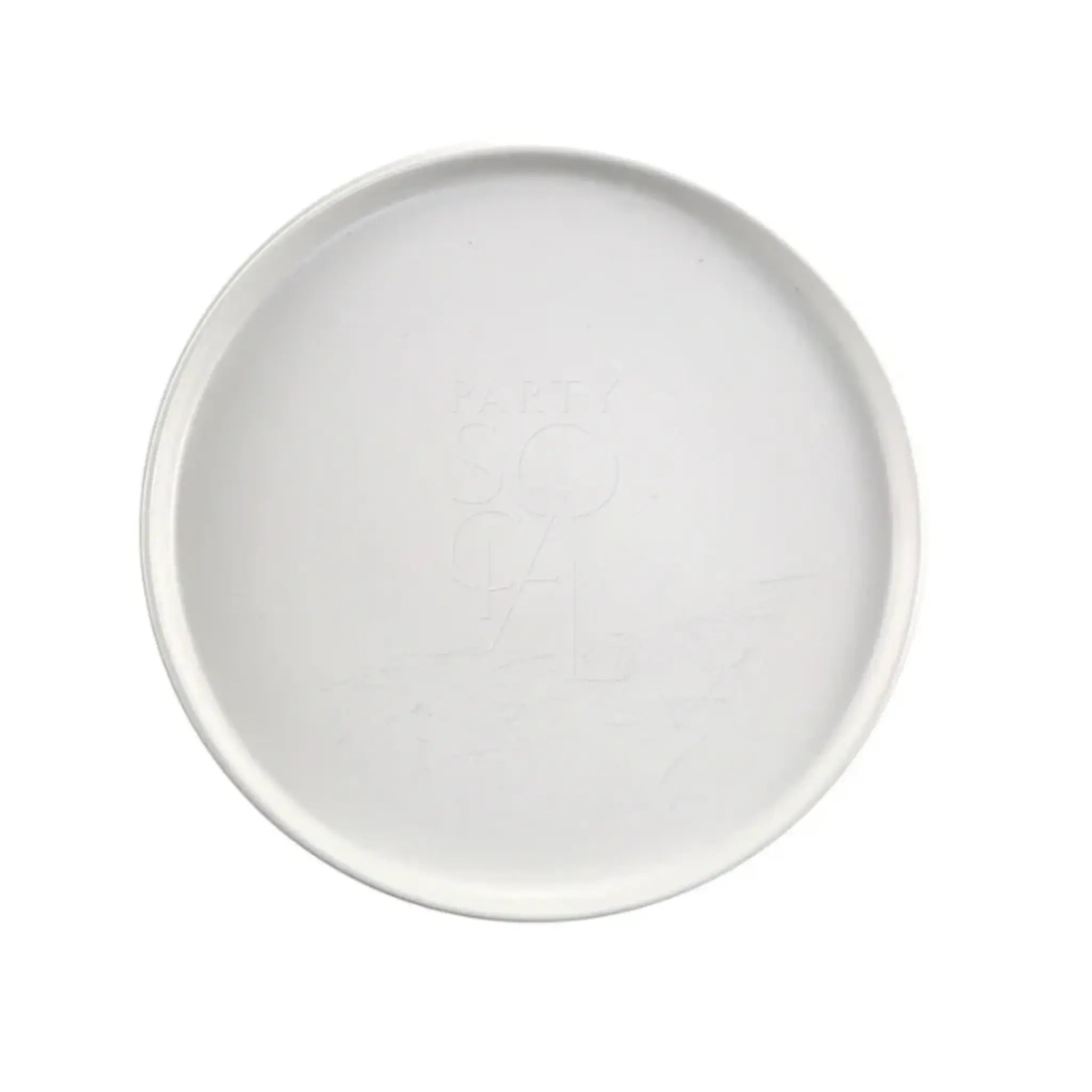 CERAMIC PLATES - WHITE: A round, simple white ceramic plate with a slightly raised rim and faint embossed center, ideal for elevating any table setting.