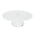 Clear cracked glass cake stand with scalloped edge, perfect for elegant displays or centerpieces. Available in two sizes from Party Social.