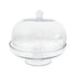 Clear glass cake stand with lid, ideal for showcasing cakes at events, part of Party Social&