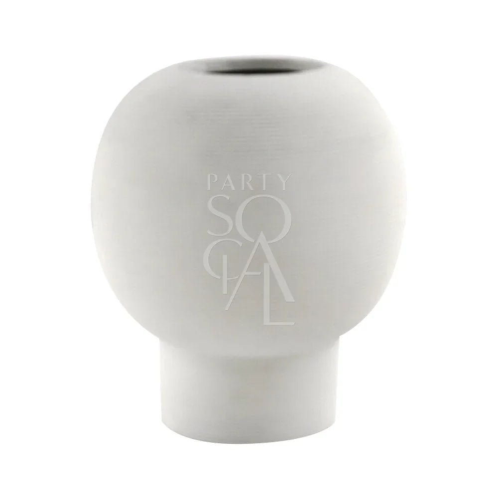 Off White Lined Pot, a versatile ceramic piece ideal for floral arrangements or themed event decorations, suitable for various contents. Available in two sizes.