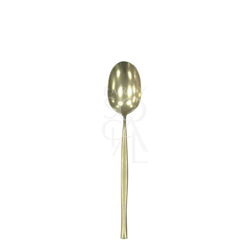 CUTLERY MODERN CHAMPAGNE: A sleek gold spoon with a long handle, perfect for adding elegance to dining settings. Ideal for events and special occasions.