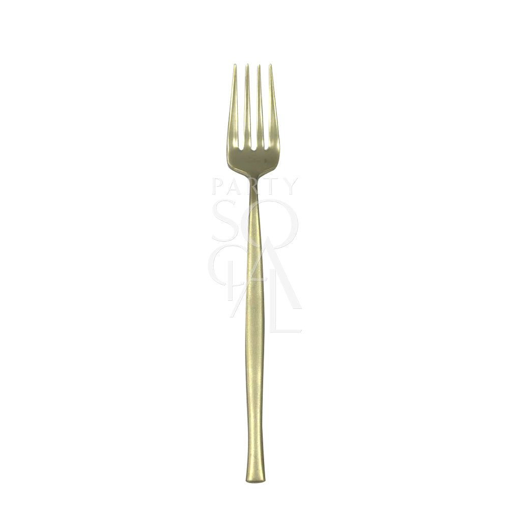Close-up of the CUTLERY MODERN CHAMPAGNE fork, showcasing its unique design, perfect for making a statement at stylish events and dinner parties.
