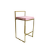 CHARLOTTE CANTILEVER VELVET STOOL: A pink cushioned stool with a gold frame, ideal for elegant events and versatile in use.