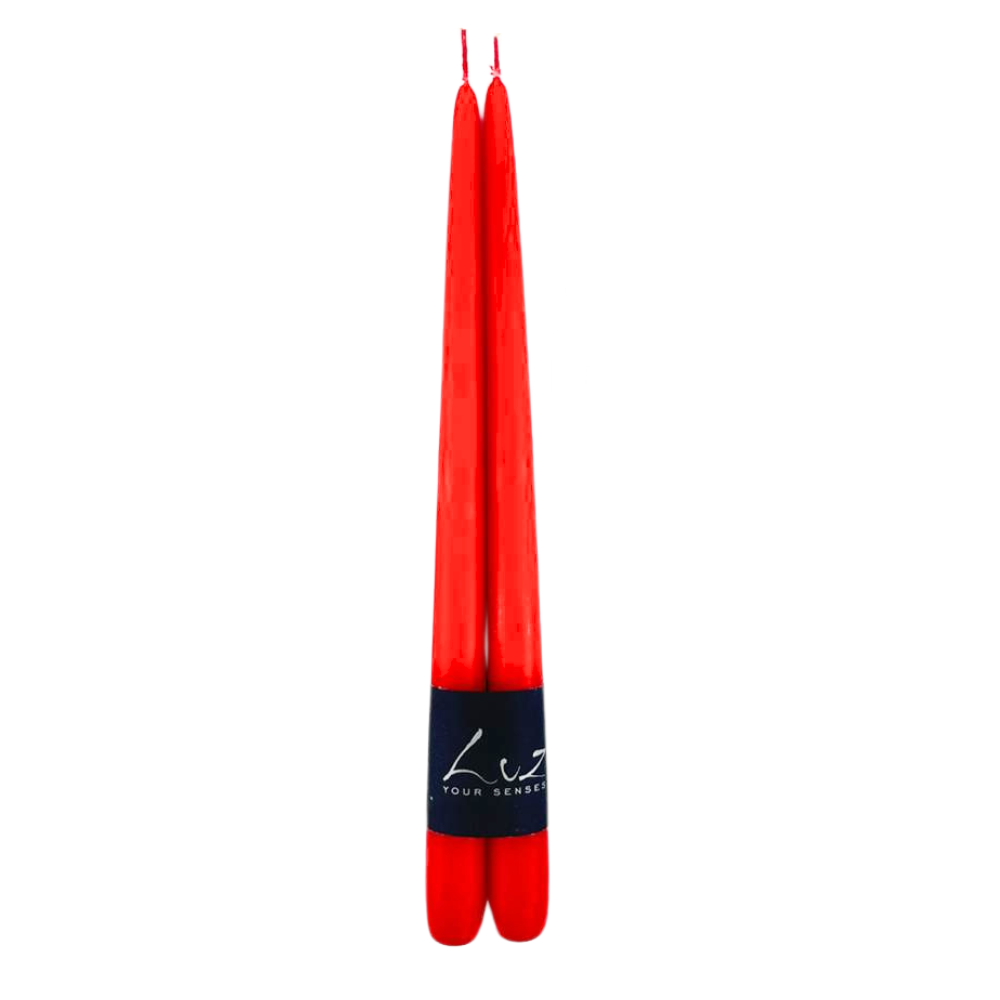 A pair of elegant, smokeless, dripless, 30cm tapered candles, perfect for enhancing any event setting. Artisanal quality from Belgium, sold in sets of two.