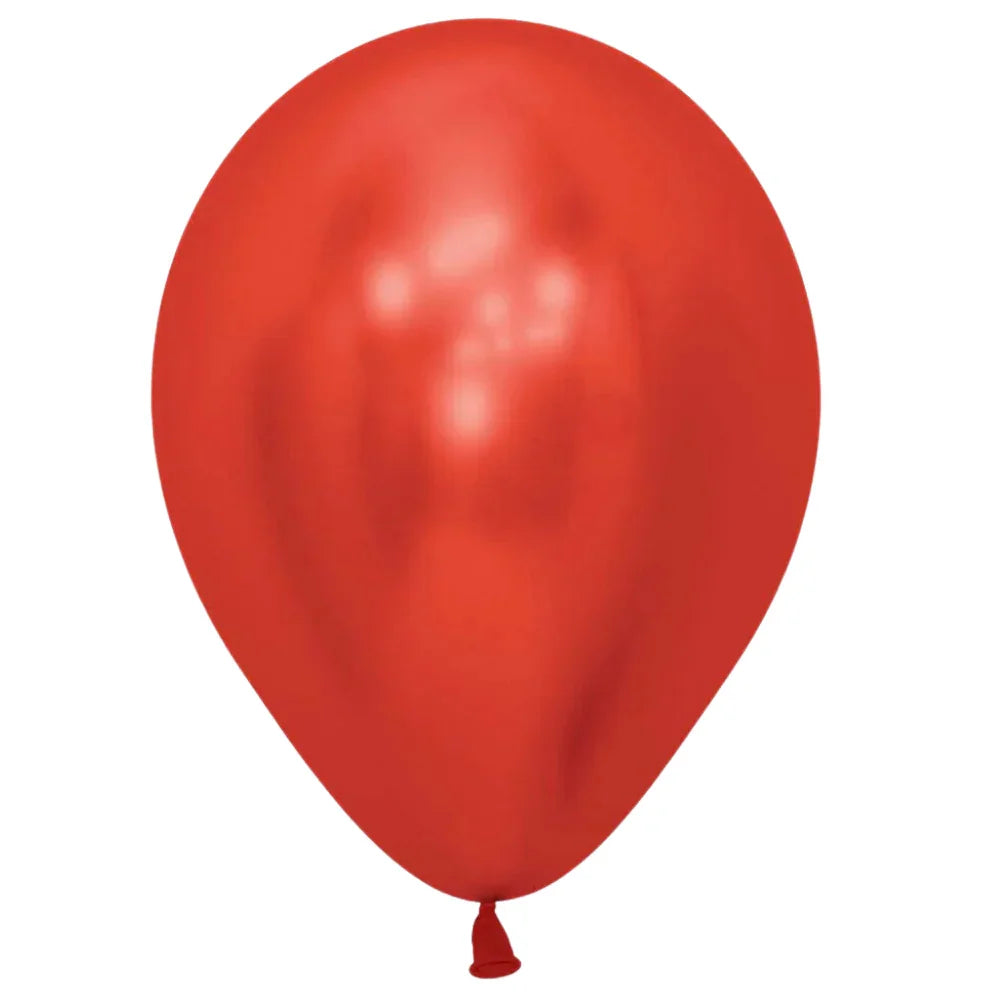 Chrome Red balloon with a playful face, perfect for party decorations, available at Party Social.