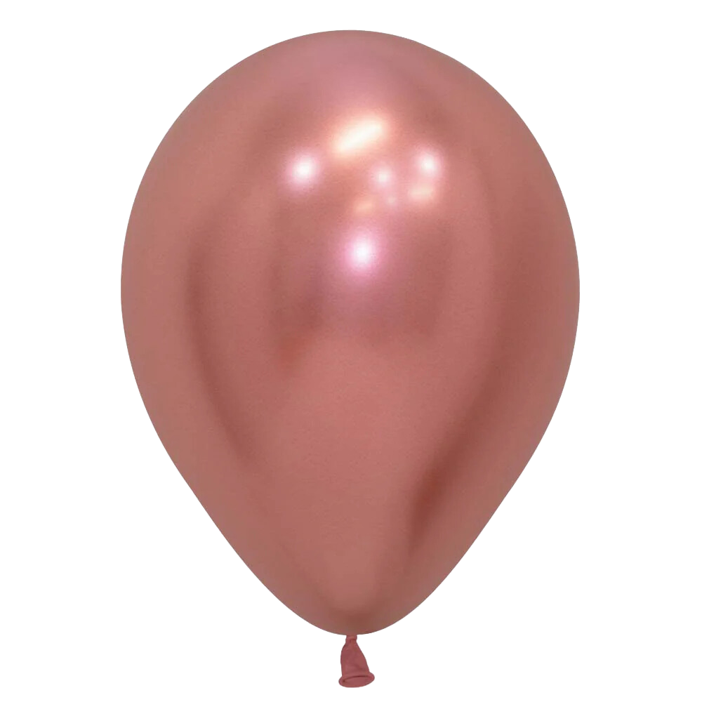 Chrome Rose Gold balloon suitable for party decorations or events, featured on a white background, offered by Party Social for celebrations.