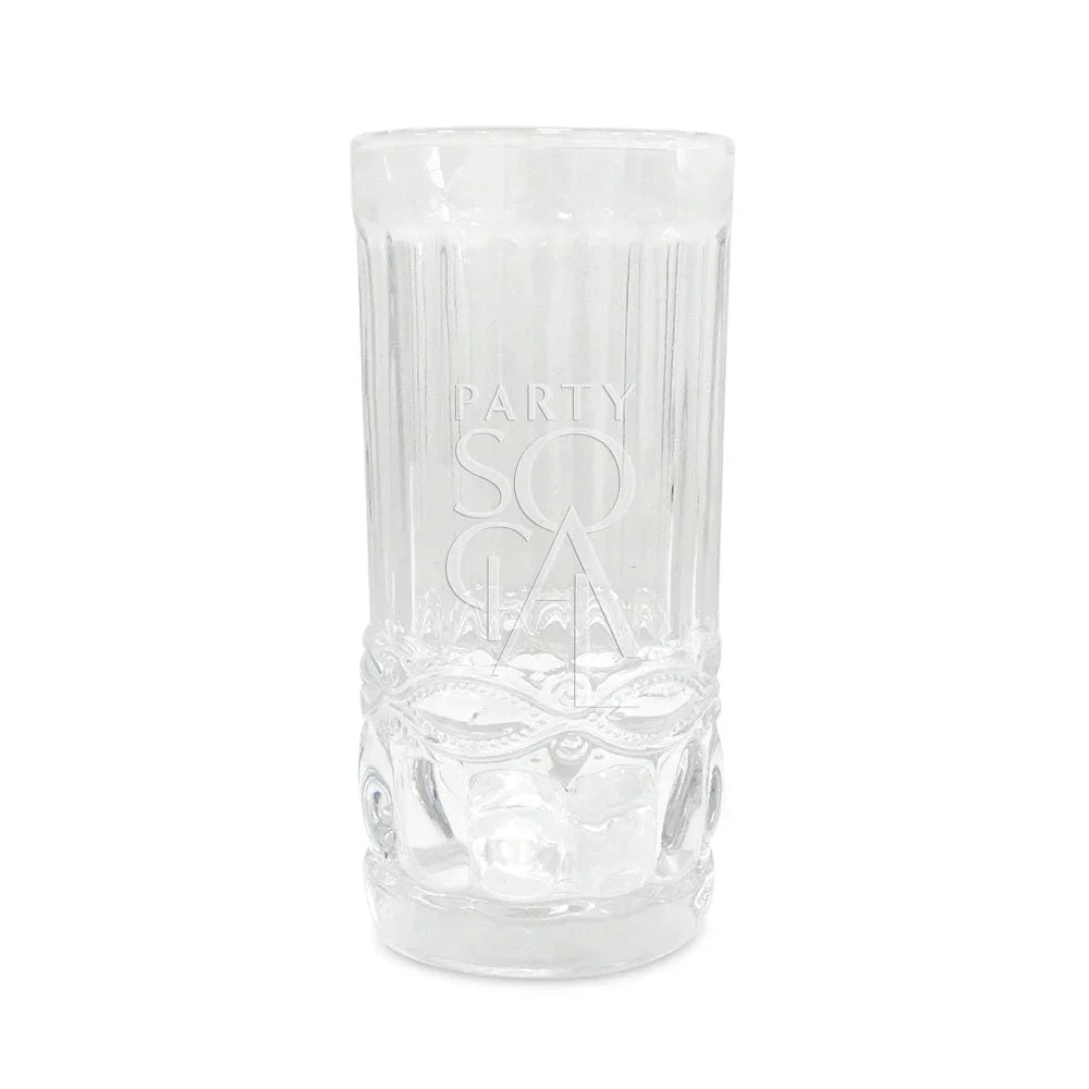 Vintage clear tumbler showcasing an elegant design, perfect for enhancing any dining table setting. Ideal for parties or events, complements both vintage and modern themes.