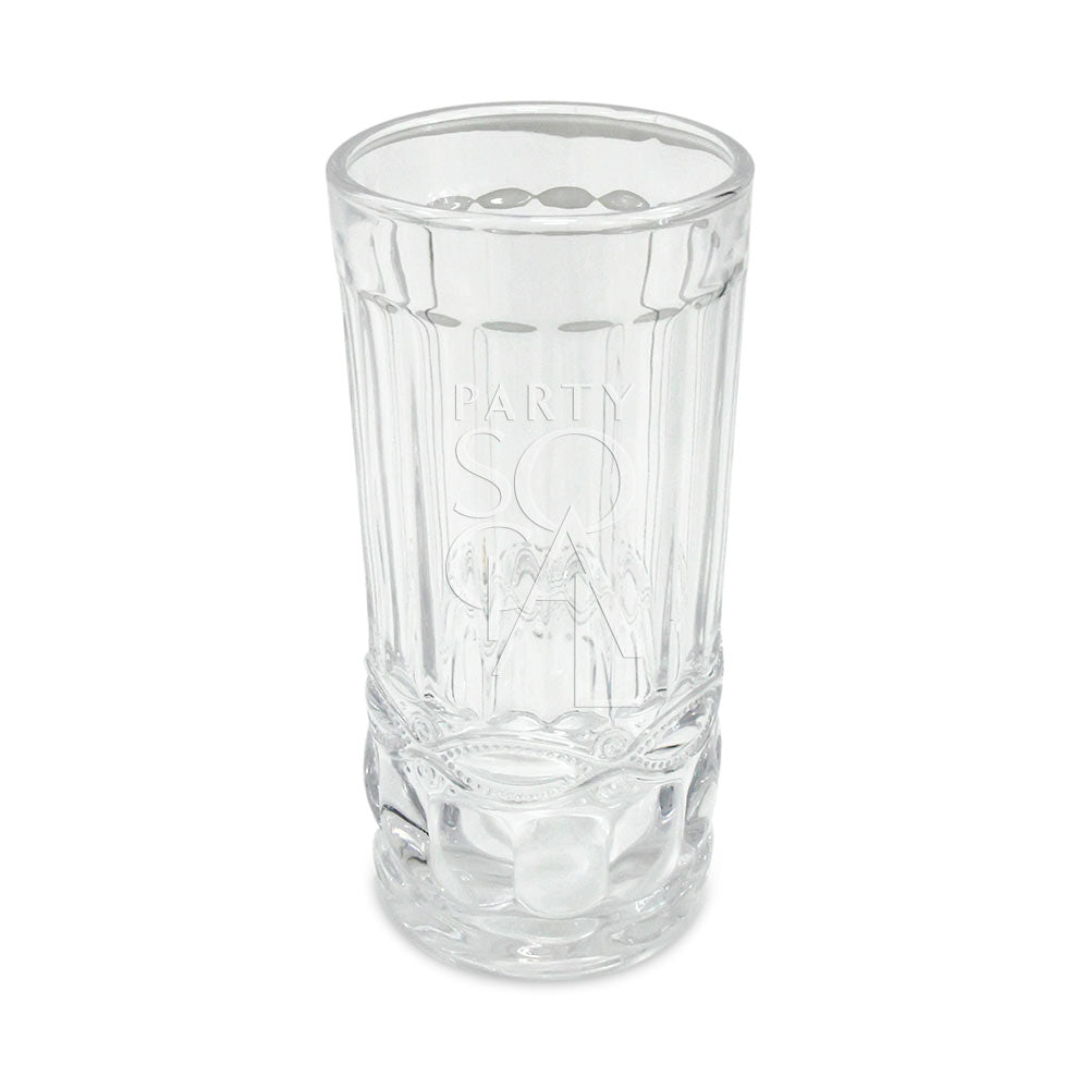 Vintage clear tumbler, perfect for enhancing any tablescape, featuring a sleek design ideal for party and event settings.