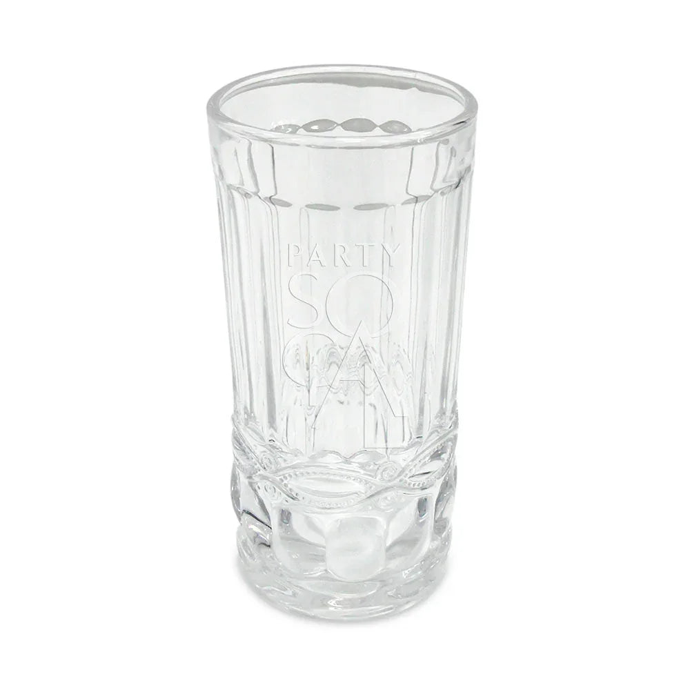 Vintage clear tumbler, perfect for enhancing any tablescape, featuring a sleek design ideal for party and event settings.