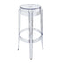Ghost Chair Bar Stool, clear and round-topped, ideal for weddings and corporate events, offered by Party Social for versatile occasion settings.
