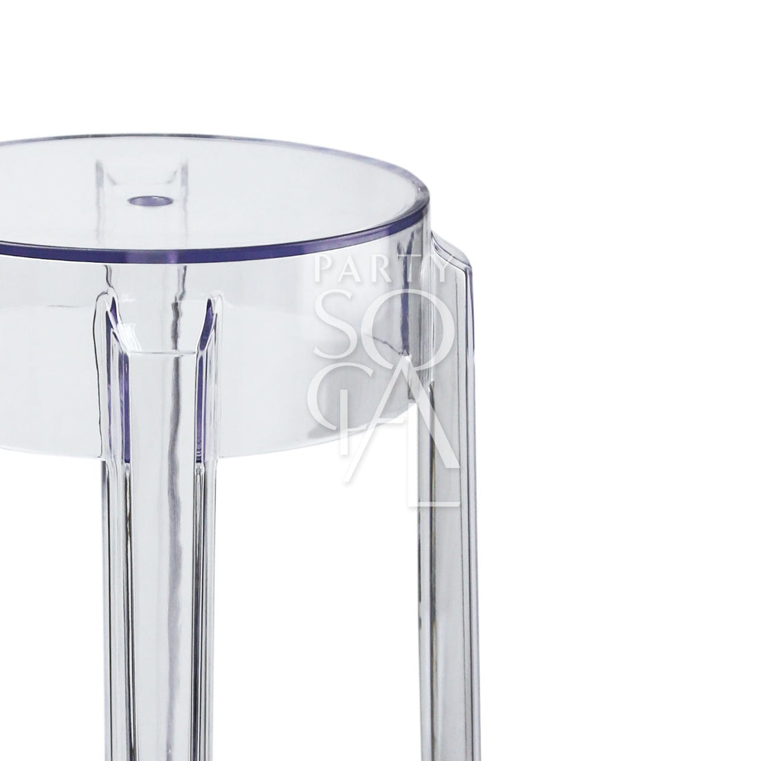 Ghost Chair Bar Stool with a clear plastic design, ideal for weddings and corporate events, showcasing a sleek and timeless style.