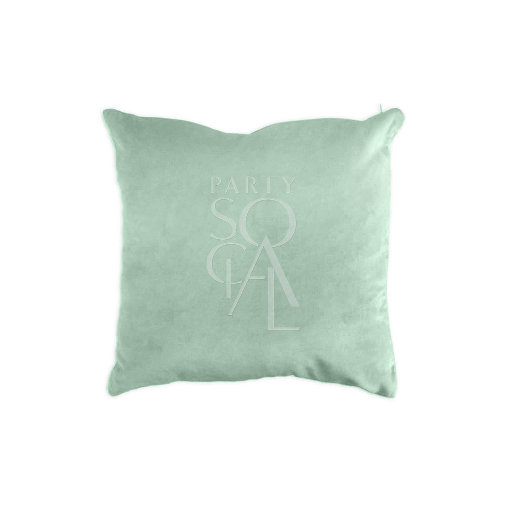 CUSHION COVER VELVET: Premium velvet pillow with logo, ideal for event settings. Soft, stylish; dimensions 40cm x 40cm. Perfect for enhancing party decor.