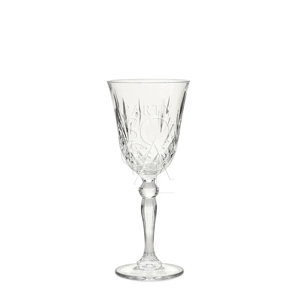 CRYSTAL ROME GLASSES: Elegant crystal stemware, ideal for premium events, enhancing table settings at weddings or parties with a sophisticated touch.