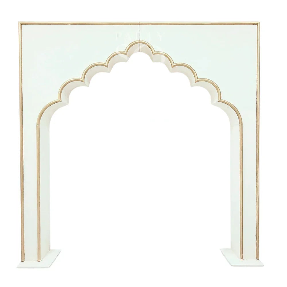 Curve Style Arch, ideal for enhancing events with elegance and sophistication; note, the golden panel is not included, only the arch itself.