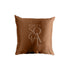 CUSHION COVER SATIN: Brown pillow featuring a logo, crafted in premium satin fabric. Available in multiple sizes, ideal for enhancing event decor.
