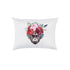 CUSHION OFF WHITE W/ MONKEY FACE: Satin throw pillow featuring a central monkey face surrounded by floral designs. Ideal for party-themed decor or event settings.