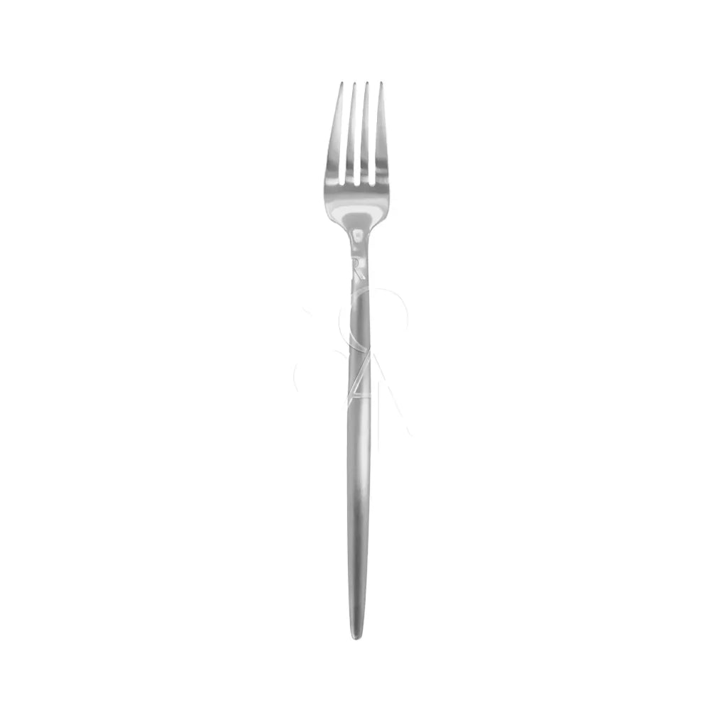 CUTLERY MODERN SILVER fork, a sleek stainless-steel utensil, ideal for upscale events, showcasing minimalist elegance and durability, perfect for weddings and special celebrations.