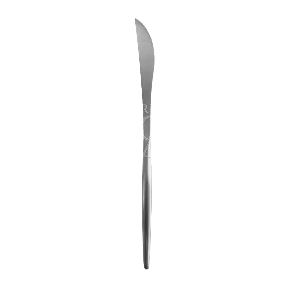 Close-up of the CUTLERY MODERN SILVER, showcasing its sleek, contemporary design and high-quality stainless-steel finish, ideal for elegant events and celebrations.