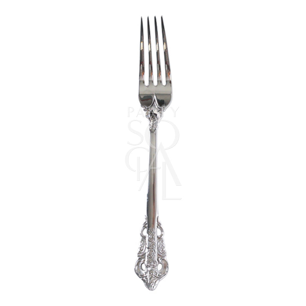 Vintage silver fork, part of the CUTLERY VINTAGE SILVER (SET OF 4 PIECE), ideal for elegant table settings at parties and special occasions.