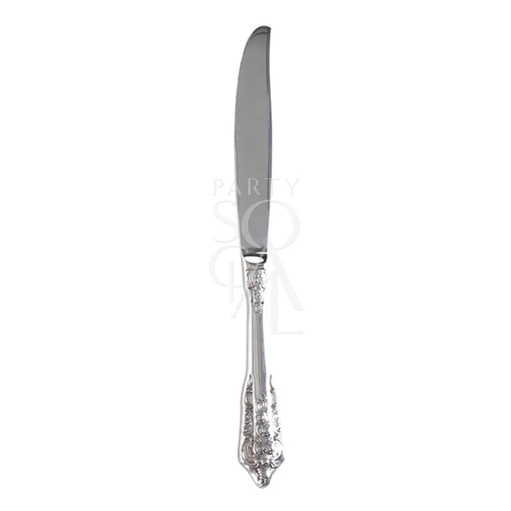 Vintage silver knife from the CUTLERY VINTAGE SILVER (SET OF 4 PIECE), perfect for adding drama to your dinner table. Ideal for events and special occasions.