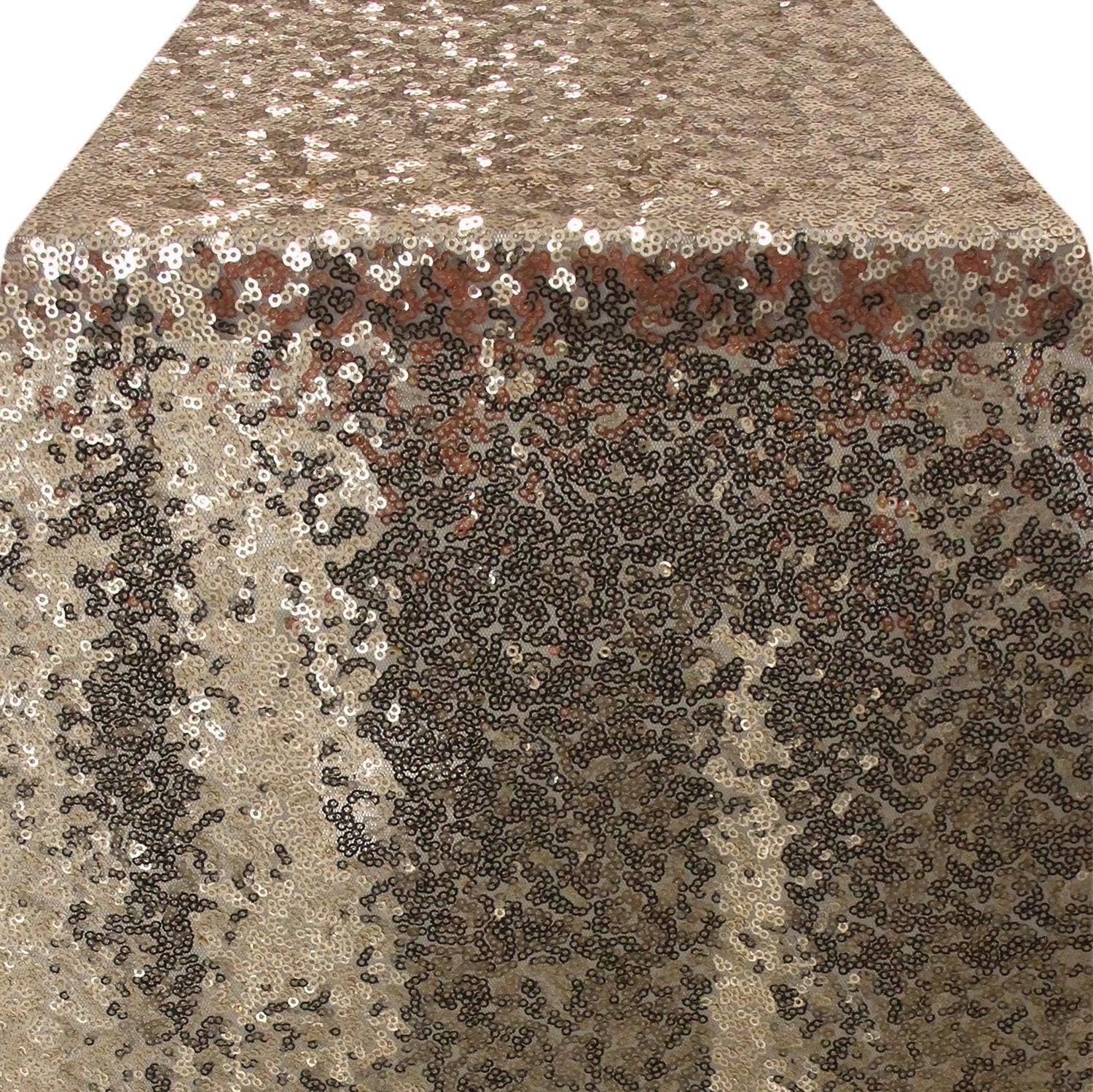 Sequin Table Runners: A shimmering, sequin-covered table runner, perfect for adding elegance to special occasions with its reflective surface and luxurious texture.