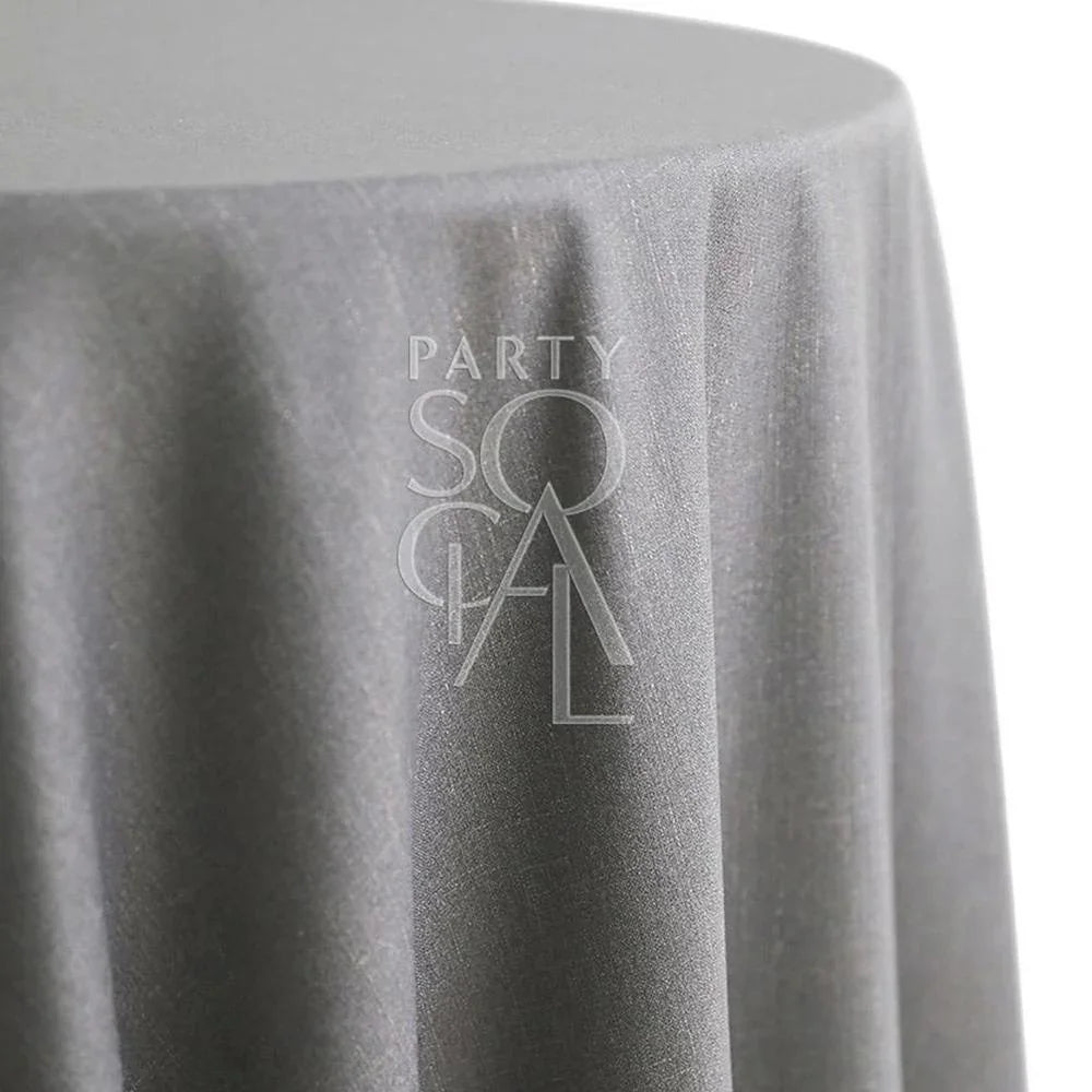 ROUND TABLECLOTH LINEN BLEND on a table, showcasing its premium quality and suitability for special occasions, available in various colors to match any event theme.