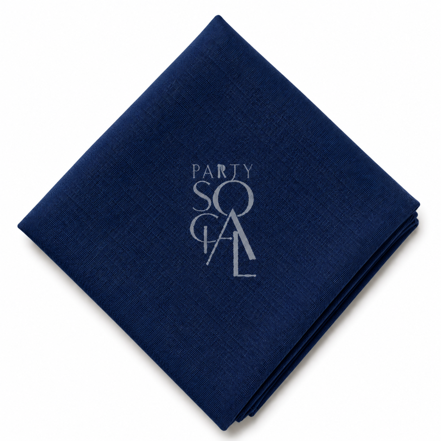 A square Dark Blue linen napkin displayed diagonally on a clean white background.