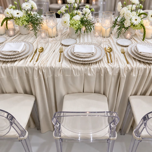 Classic Cream Dinner Table Setup for rent in Dubai – alternate view