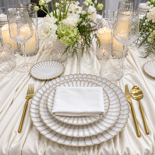 Classic Cream Dinner Table Setup for rent in Dubai – alternate view